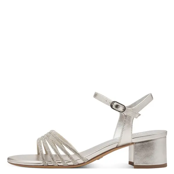 Shimmer Strappy Low Block Heel Sandals 5 Image