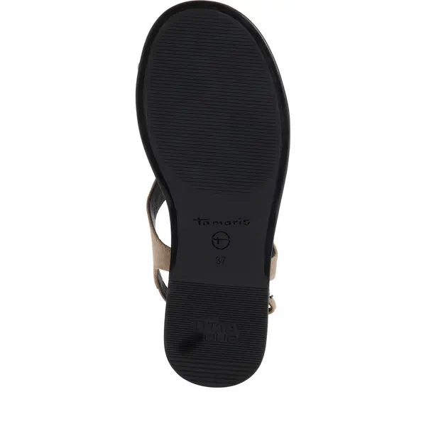 Leather T-Strap Toe-Loop Flat Sandals 2 Image