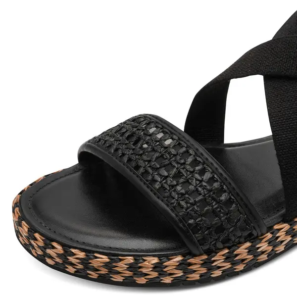 Woven Cross-Strap Espadrille Flat Sandals 2 Image