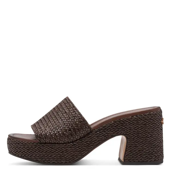 Woven Raffia Platform Leather Mule 4 Image