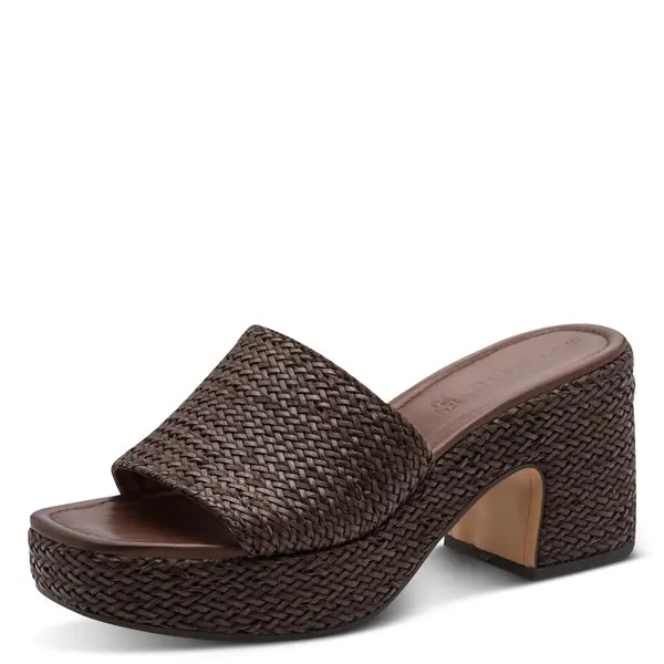 Woven Raffia Platform Leather Mule 5 Image
