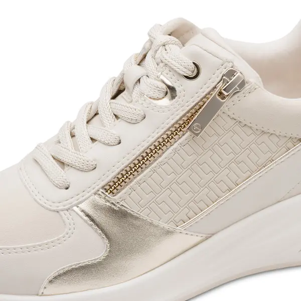 Leather Wedge Sneakers with Gold Details 1 Image