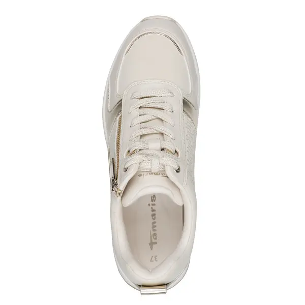 Leather Wedge Sneakers with Gold Details 4 Image