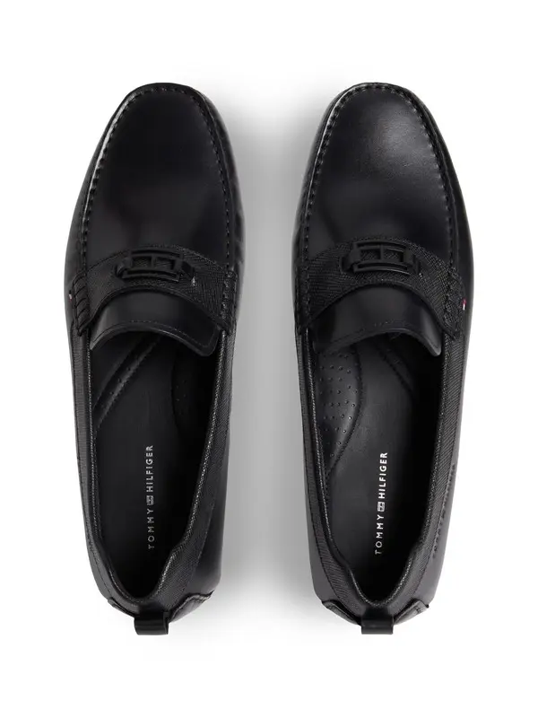 LeatherTexturedHardwareLogoDriverLoafers 2 Image