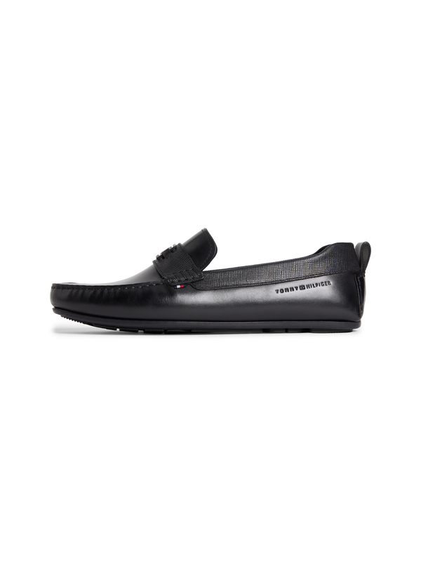 LeatherTexturedHardwareLogoDriverLoafers 3 Image