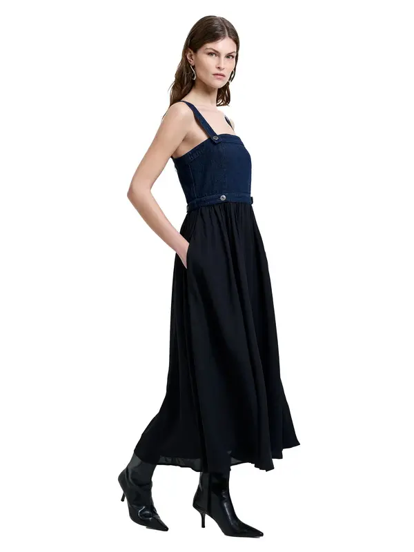 Leighton Denim Mix Midi Dress 2 Image