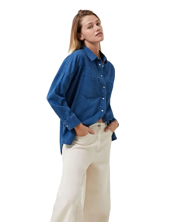 Long Sleeve Denim Shirt 1 Image