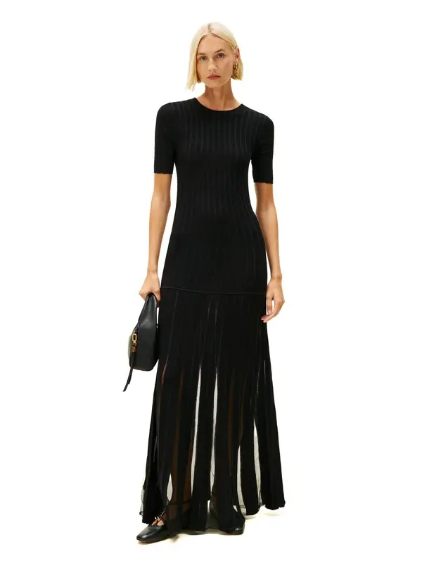 Festive Mesh Pleat Slim Maxi Dress 4 Image
