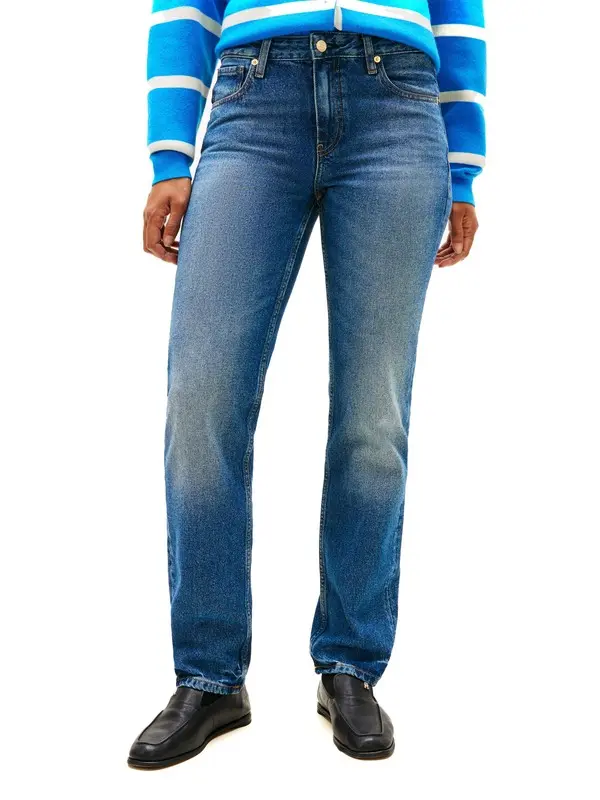 Faded Mid Rise Straight Leg Jeans 4 Image
