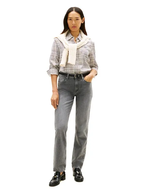Whiskered Mid Rise Straight Leg Jeans 3 Image