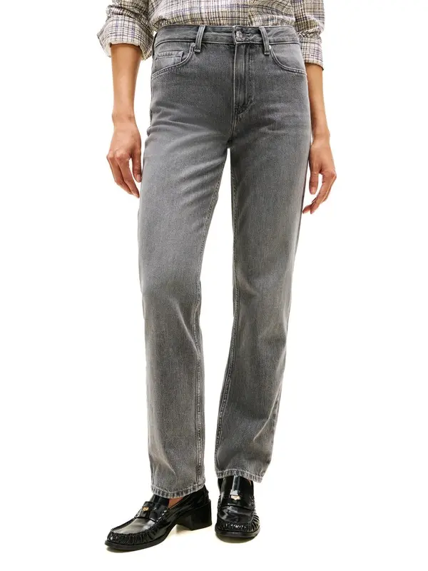 Whiskered Mid Rise Straight Leg Jeans 4 Image