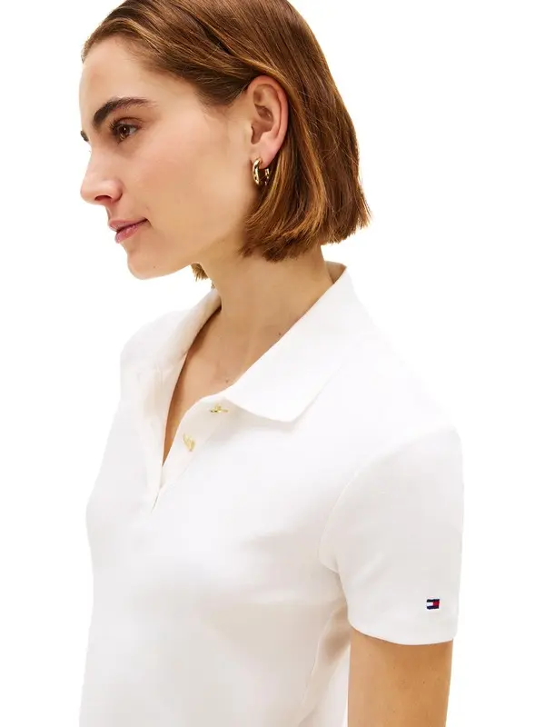 Slim Fit Gold-Tone Button Polo T-shirt 1 Image