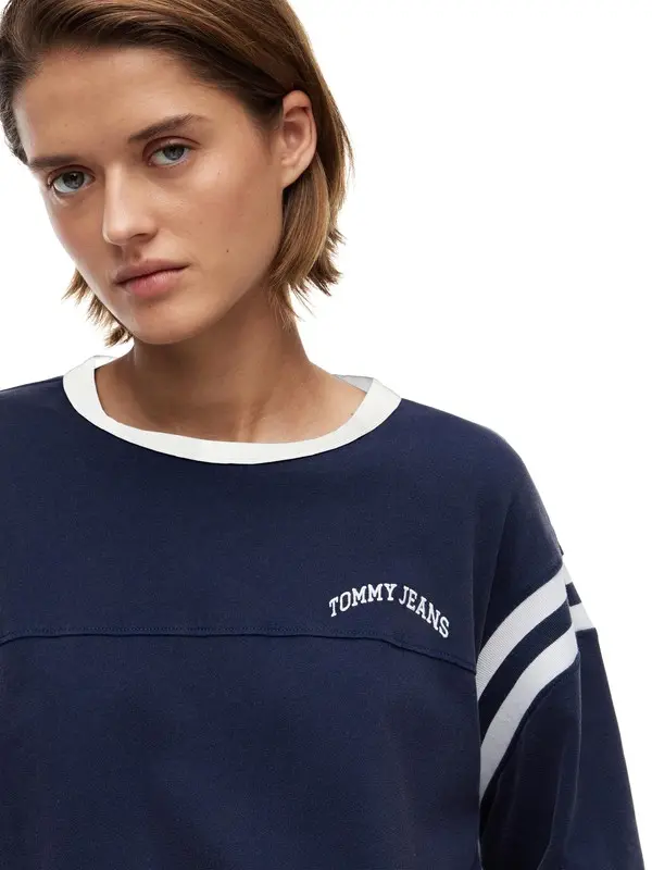 Oversized T-Shirt with Varsity Shoulder Stripes 1 Image