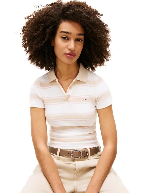 Striped Short Sleeve Slim Fit Polo 1 Image