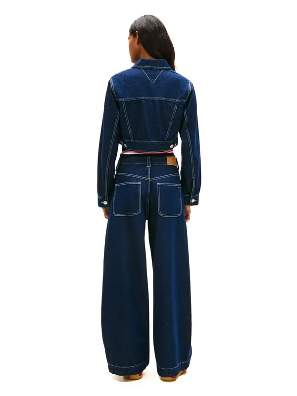 Cropped Denim Jacket with Contrast Stitching 2 Image