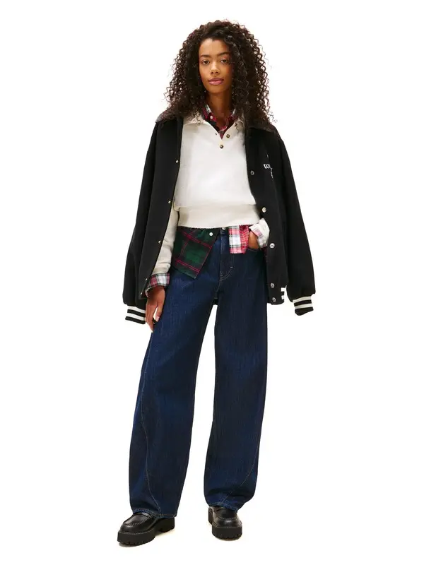 Mid Rise Twisted Tapered Barrel Leg Jeans 2 Image