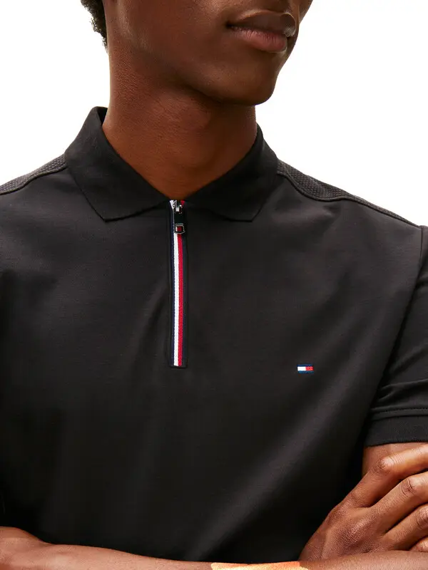 Liquid Cotton RWB Zipper  Short Sleeve Polo 4 Image