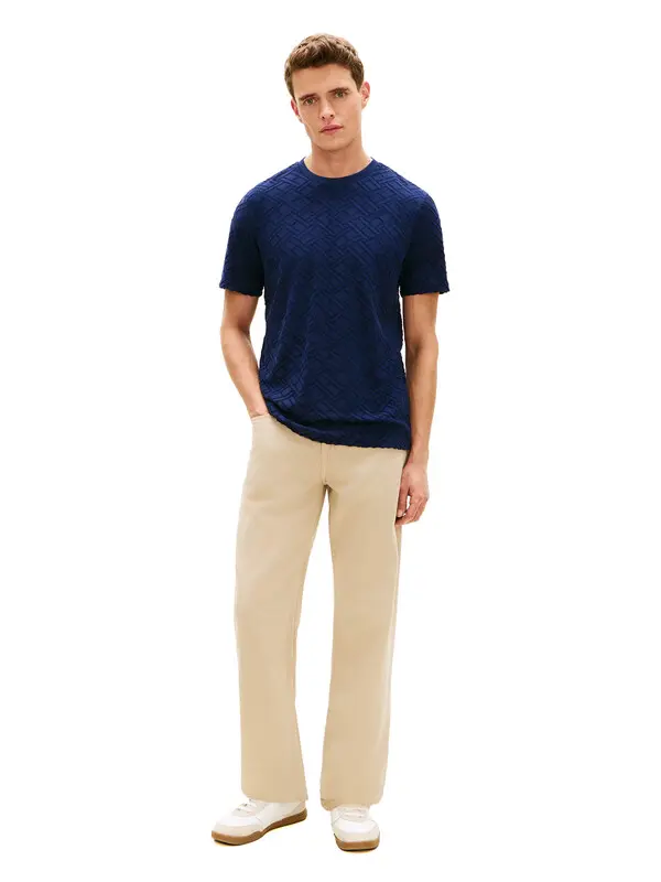 Cotton Jacquard Flag Short Sleeve T-shirt 3 Image