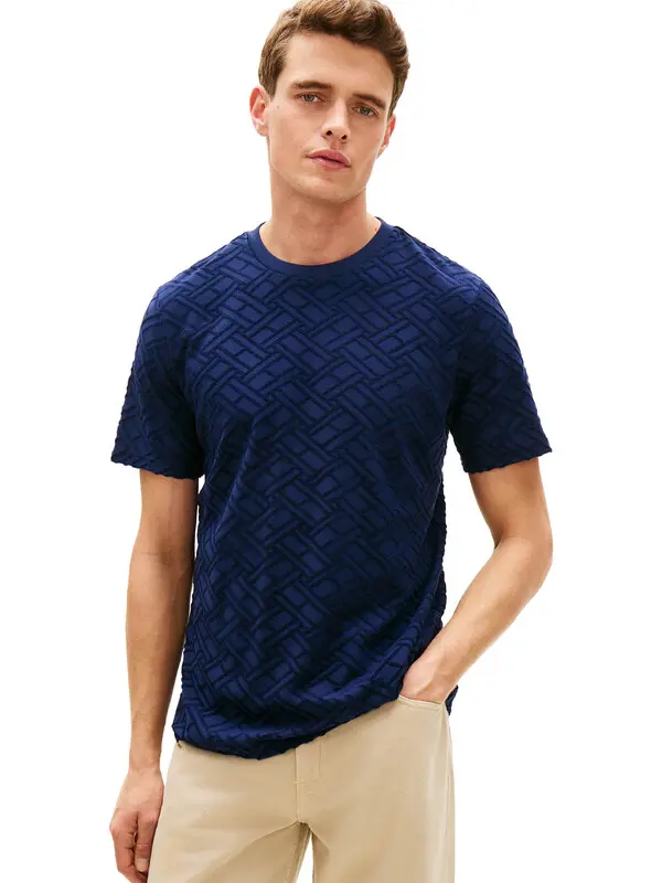Cotton Jacquard Flag Short Sleeve T-shirt 4 Image