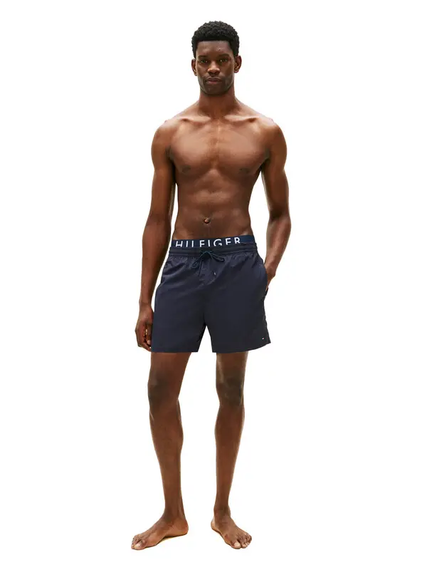 Double Waistband Mid Length Swim Shorts 1 Image