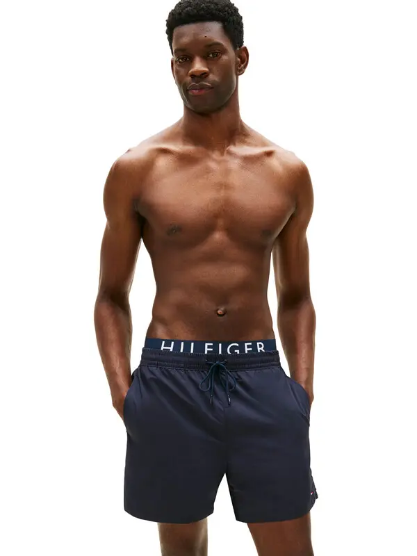 Double Waistband Mid Length Swim Shorts 2 Image