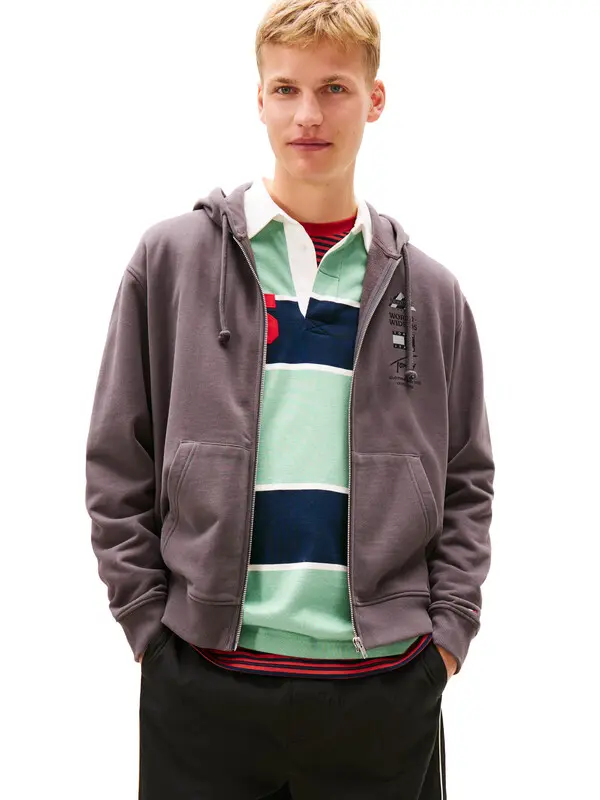 Back Graphic Relaxed Terry Zip-Thru Hoody 4 Image