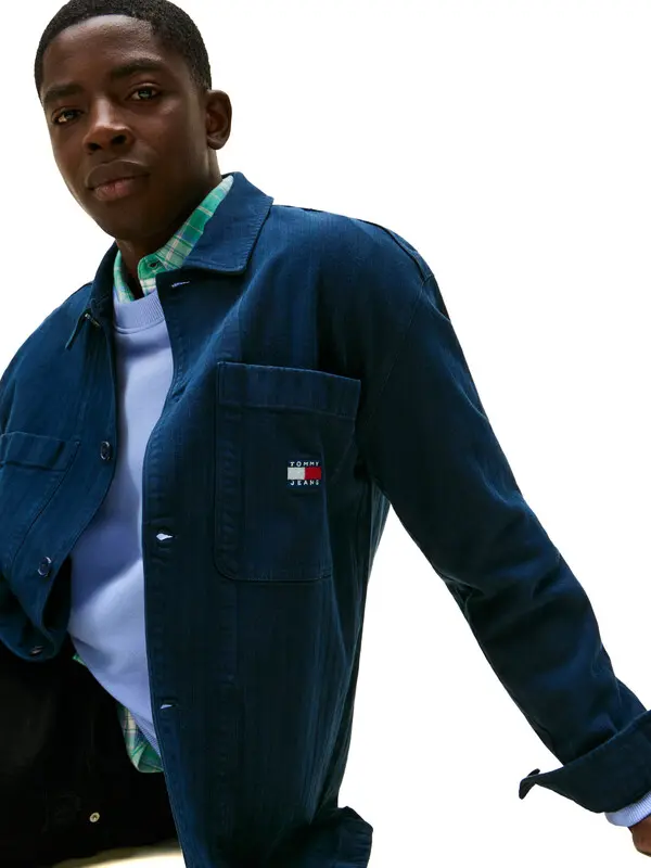 Oversized Fit Herringbone Twill Overshirt 1 Image