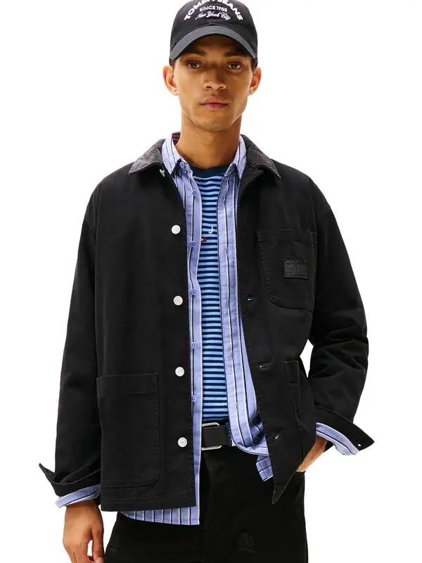 Corduroy Collar Canvas Chore Jacket 4 Image