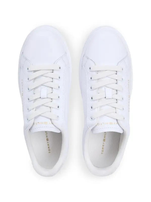 Leather Platform Cupsole Lace Up Sneakers 2 Image