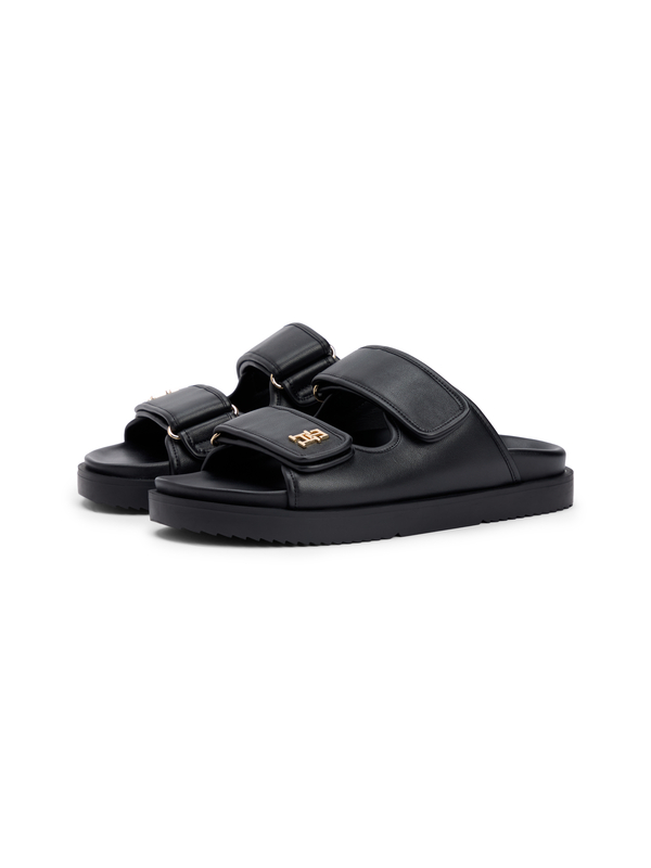 Leather TH Monogram Double Strap Sandals 3 Image