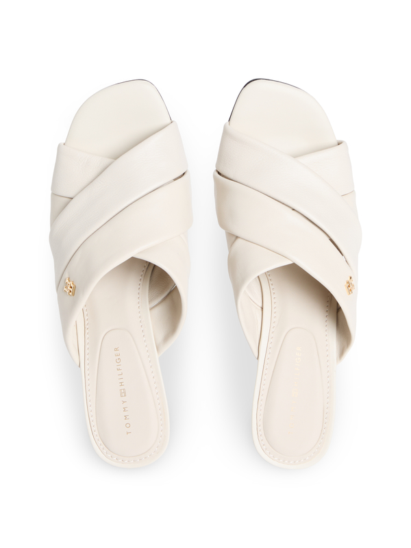 Leather Crossover Strap Heeled Mules 1 Image