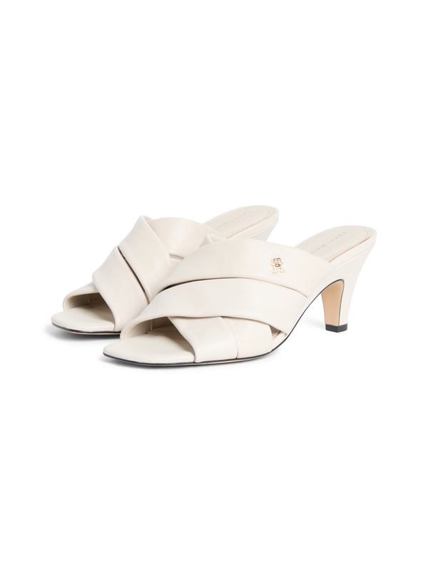 Leather Crossover Strap Heeled Mules 3 Image