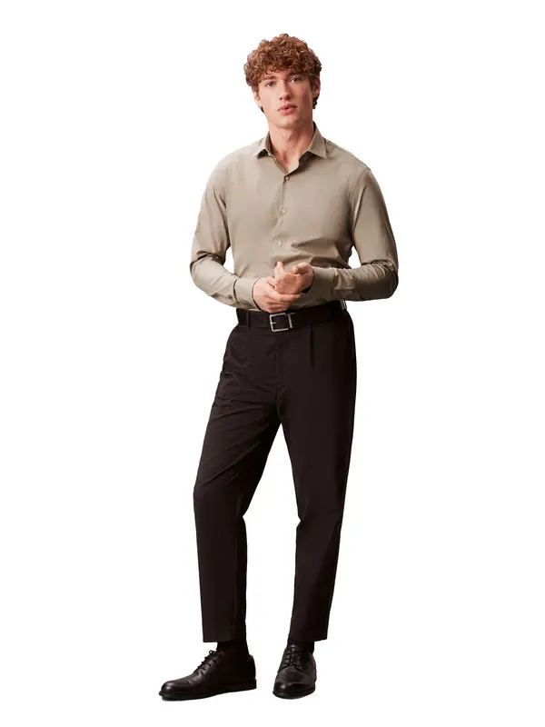 Pima Cotton Polo Collar Long Sleeve Shirt 1 Image