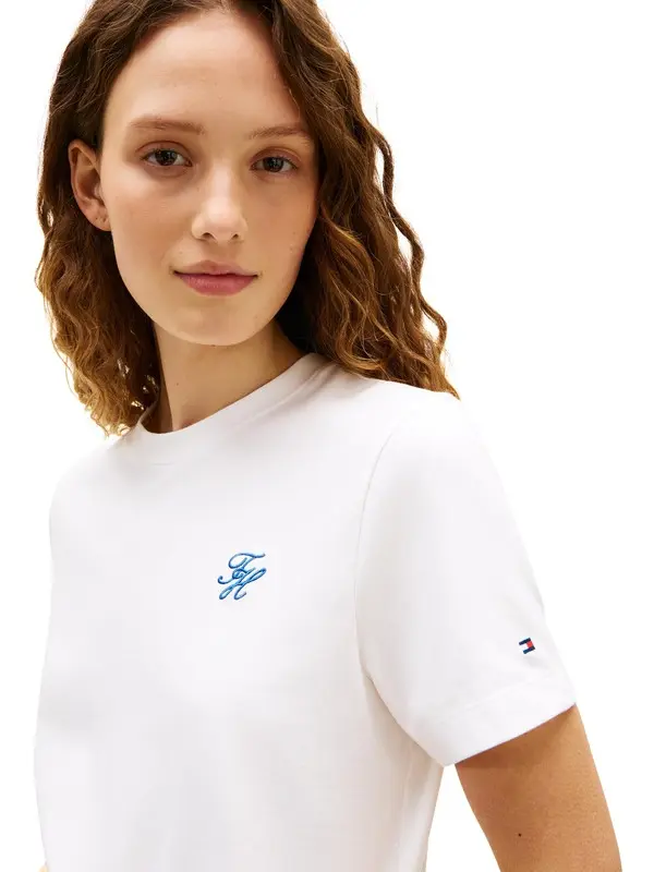 Logo Embroidery Jersey Crew Neck T-Shirt 1 Image