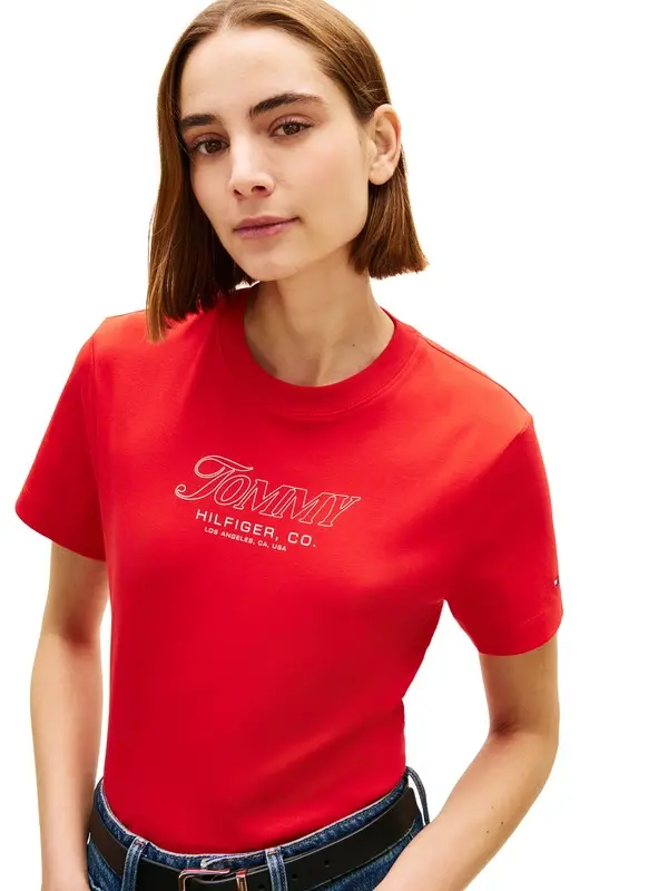 Regular Fit Cotton T-shirt with Chest Logo Graphic 1 Image