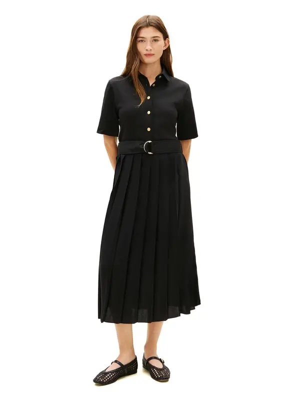 Gold-Tone Button Midi Shirt Dress 4 Image