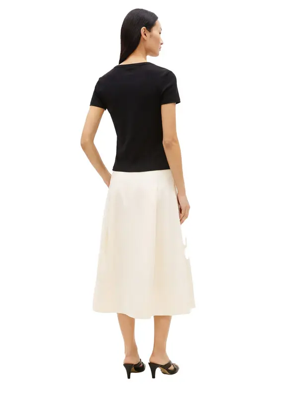 Gold-Tone Button Slim Boat Neck T-Shirt 2 Image