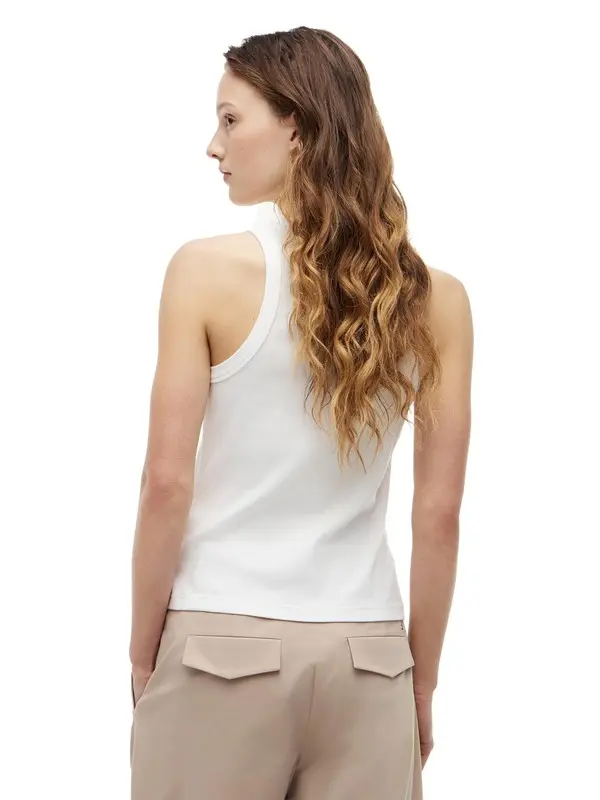 Sleeveless Gold Buttoned Slim Fit Top 1 Image