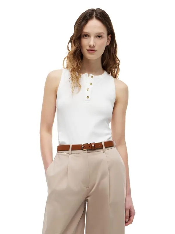 Sleeveless Gold Buttoned Slim Fit Top 3 Image
