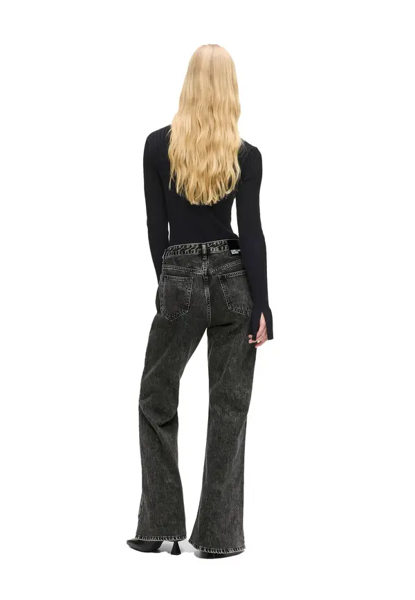 Seamed High-Rise Flared Jeans 3 Image