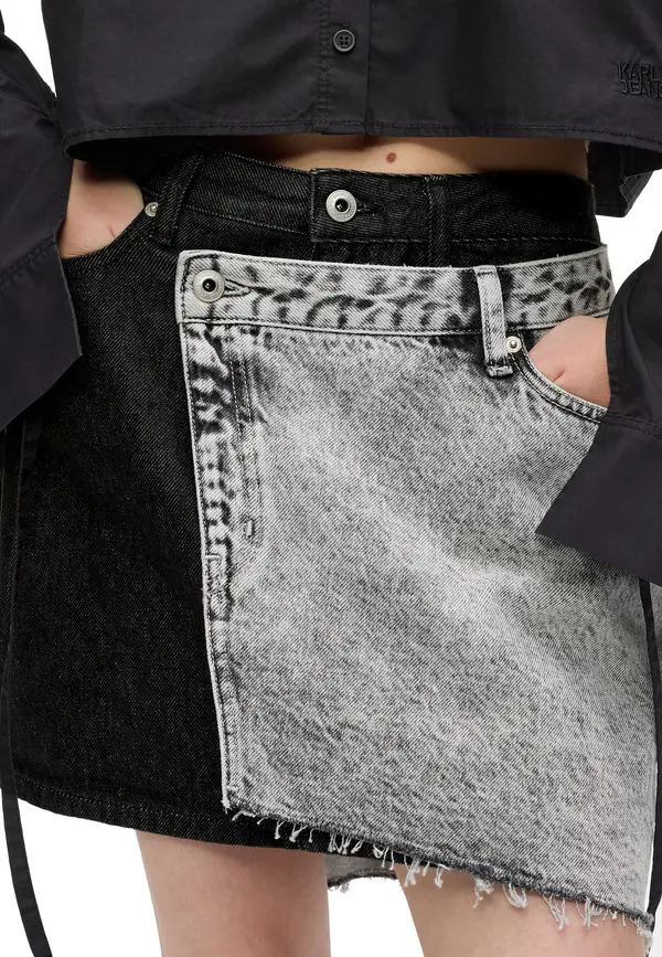 Asymmetric-Design Denim Mini Skirt 1 Image