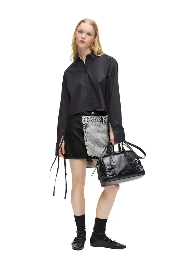 Asymmetric-Design Denim Mini Skirt 2 Image