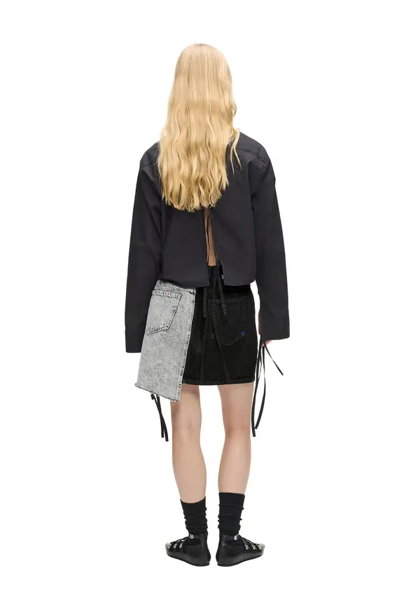 Asymmetric-Design Denim Mini Skirt 3 Image