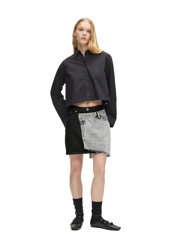 Asymmetric-Design Denim Mini Skirt 4 Image