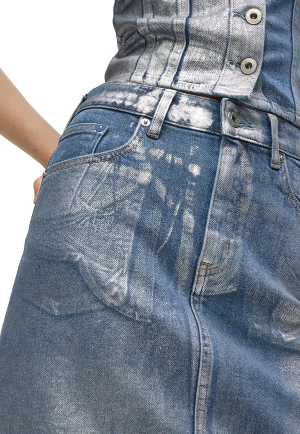 Coated Denim Mini Skirt 1 Image