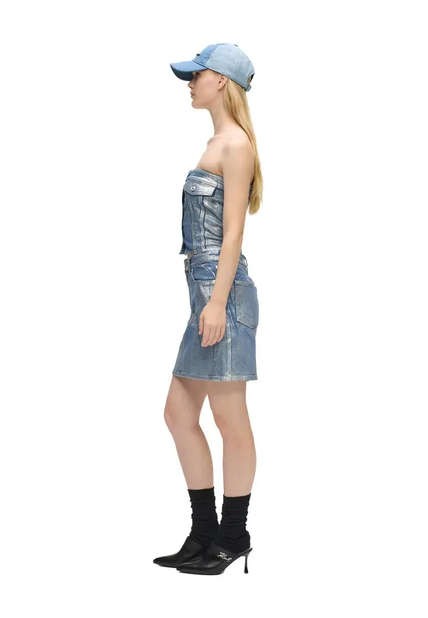 Coated Denim Mini Skirt 2 Image