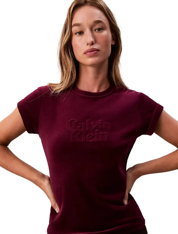 Velour Embossed Logo Graphic Slim T-Shirt 1 Image