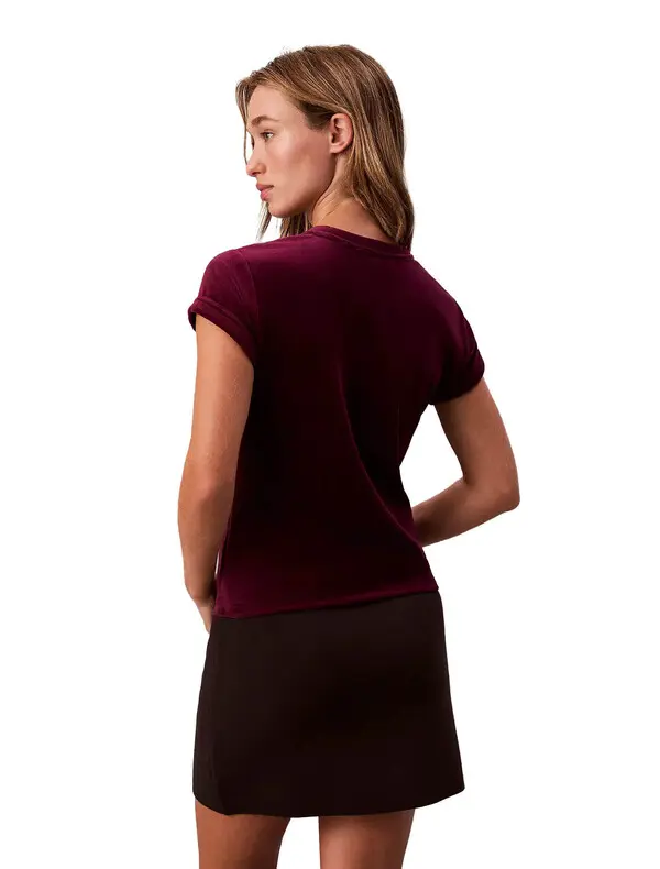 Velour Embossed Logo Graphic Slim T-Shirt 2 Image