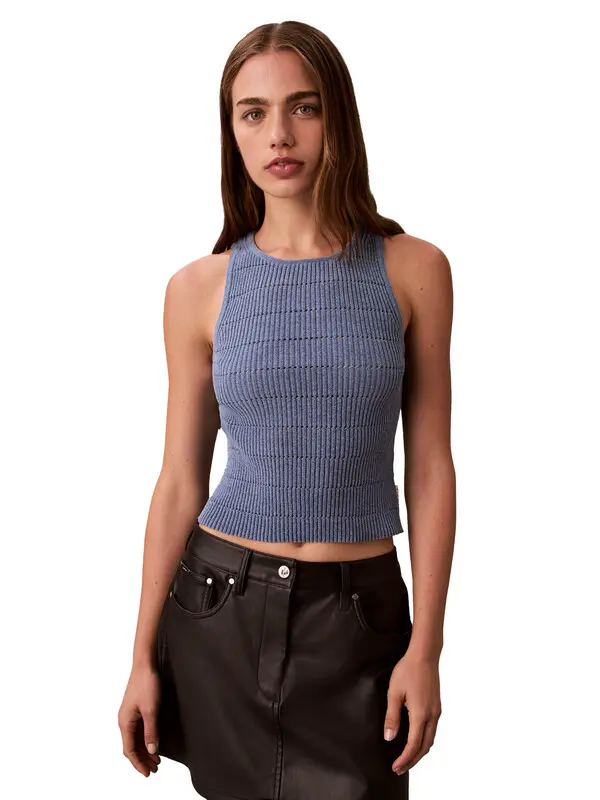 Rib-Knit Pointelle Tank Top 3 Image
