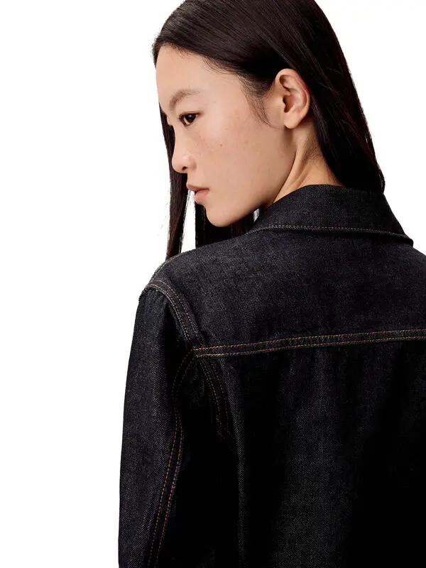 Denim Seamed Button-Down Shirt 3 Image